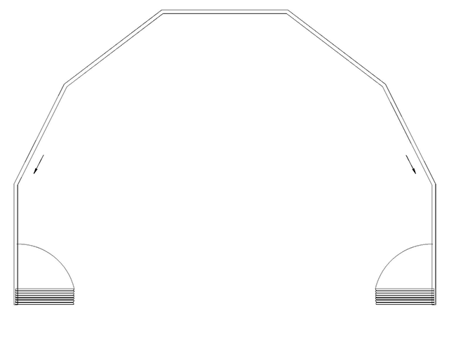 polygonaler Grundriss der Verglasung